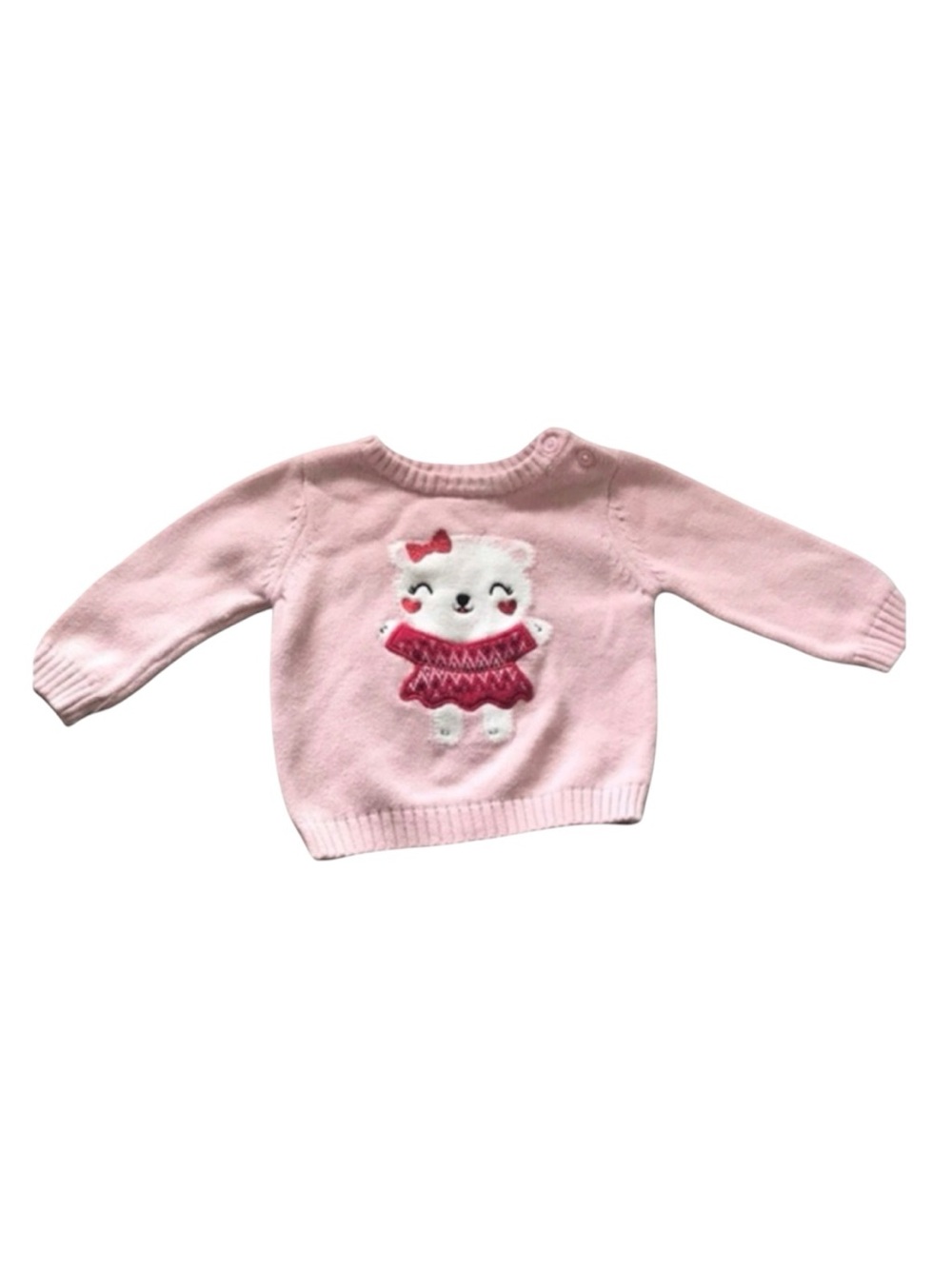 Joe Fresh baby pink bear 6-12m sweater